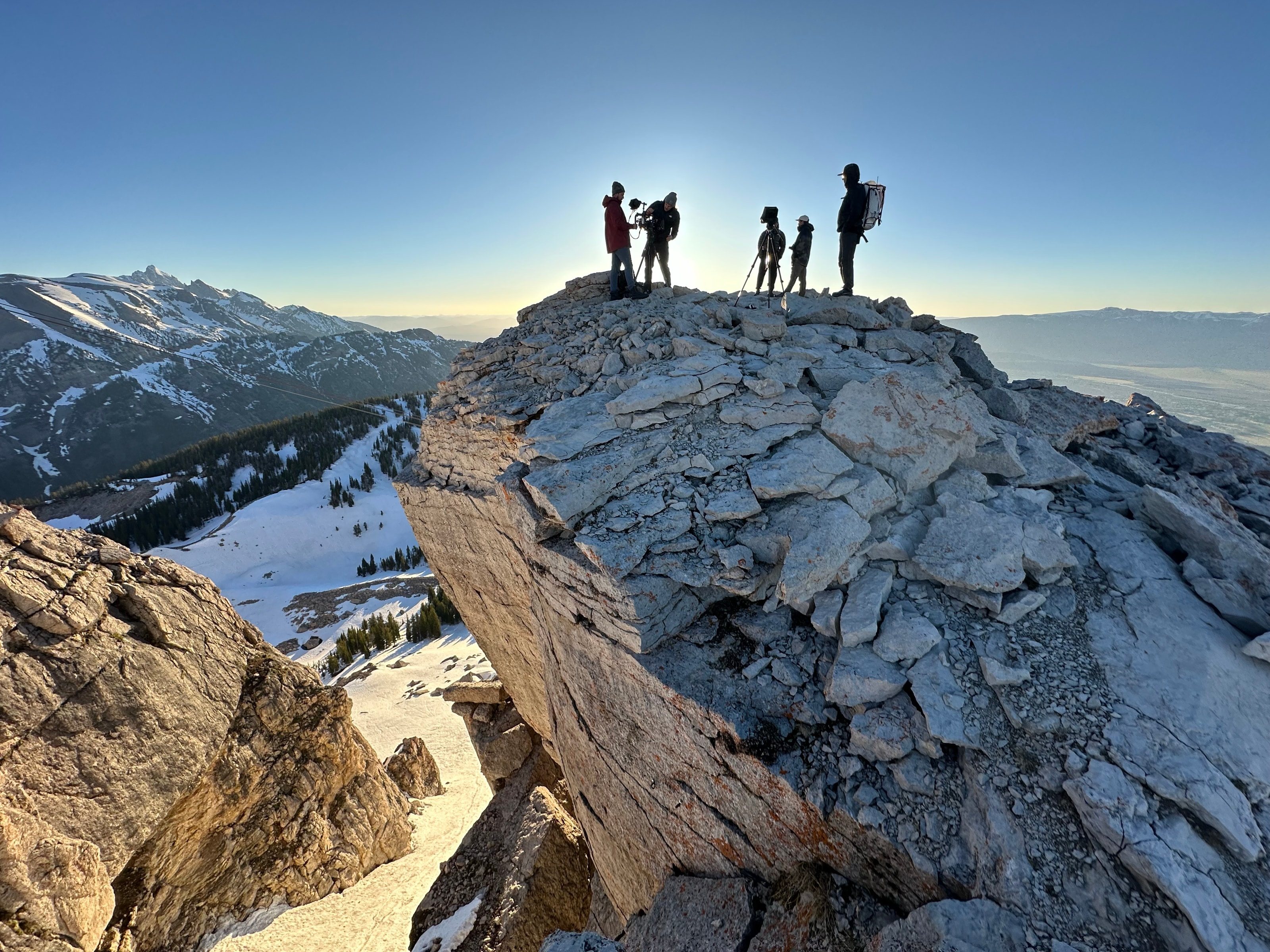 Jimmy Chin on a summit during the shoot